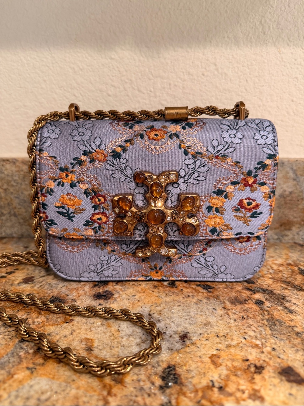 Tory Burch Eleanor Brocade Shoulder & Crossbody - Sea Frost - Picture 2 of 7